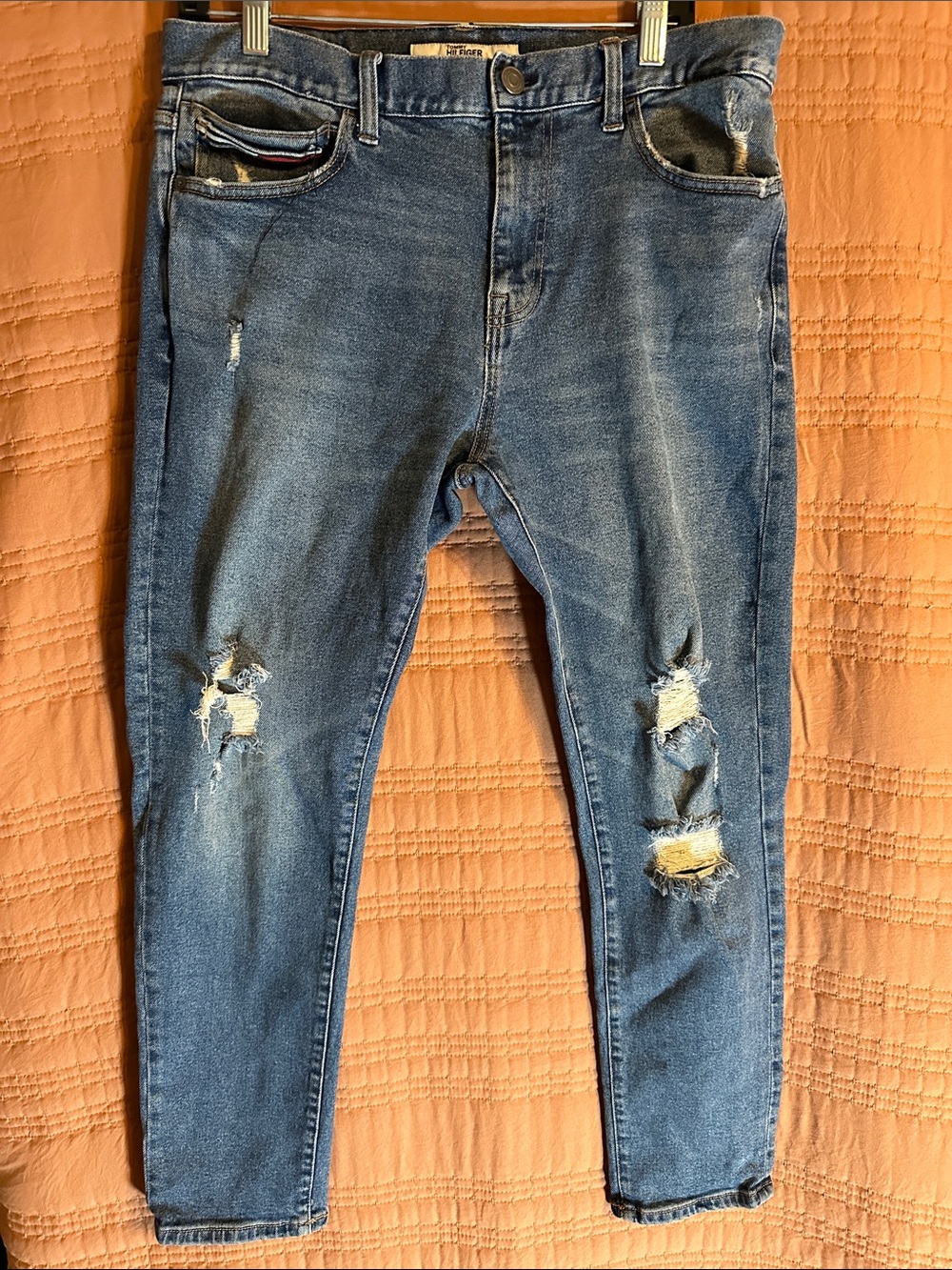 Tommy Hilfiger Men's Skinny Ripped Blue Jeans